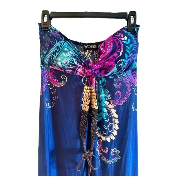 PAPILLON, NWOT, MAXI DRESS IN ROYAL BLUE WITH COLORFUL PAISLEY ACCENTS. SIZE M - Picture 6 of 11